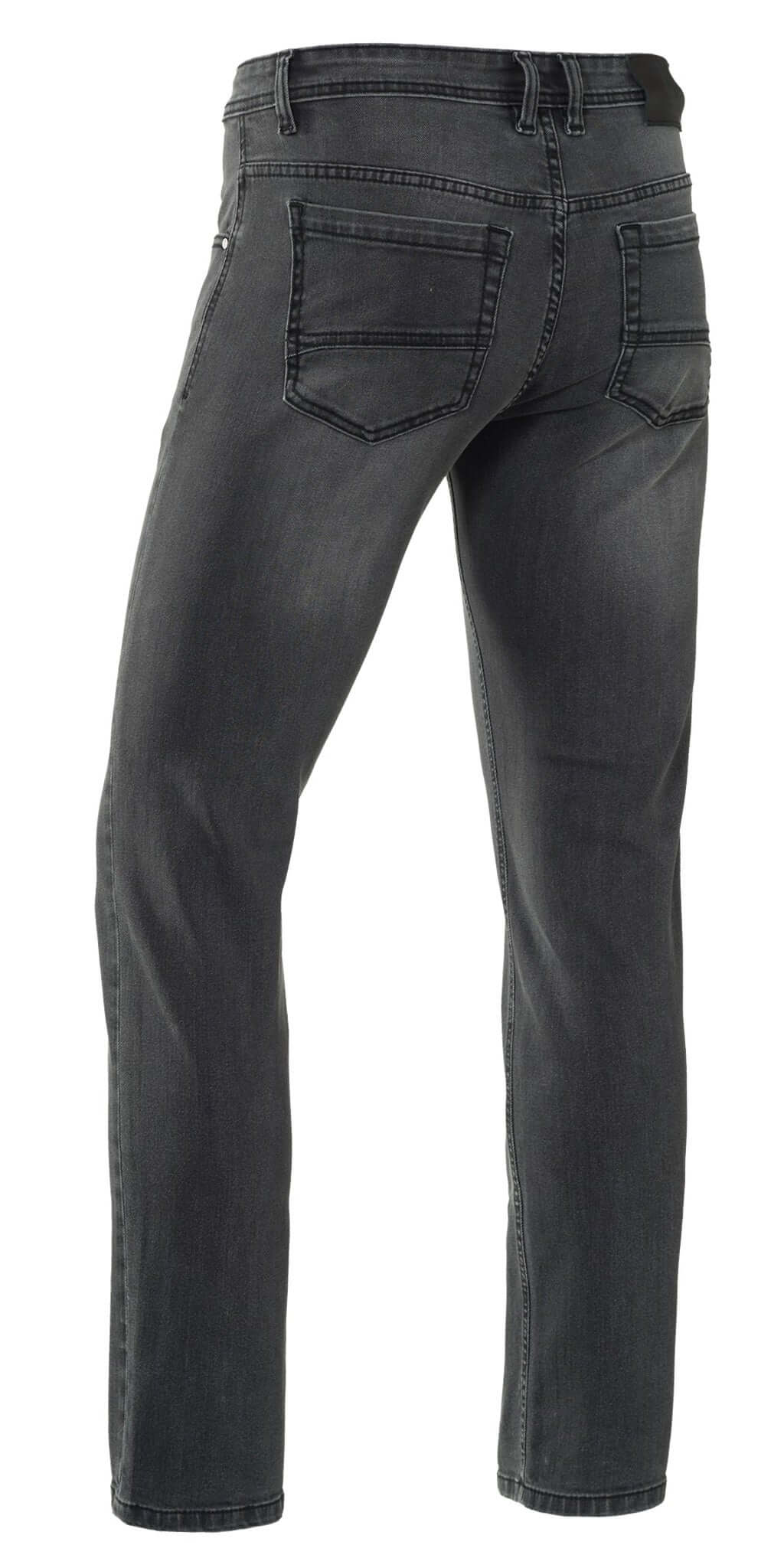 Brams Paris Jason C45 slim fit jeans in donkergrijs, achteraanzicht met YKK-ritssluiting en 5-pocket stijl.