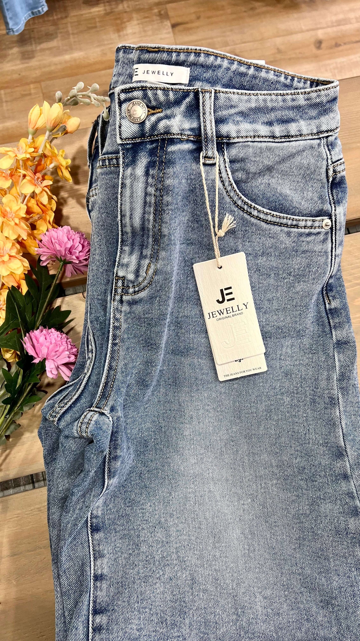 Jewelly – Dames jeans jort met stretch