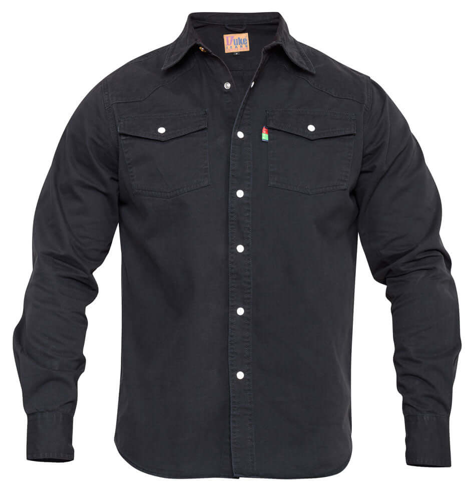 Duke Clothing D555 zwarte blouse in grote maten, 100% katoen en regular fit, ideaal voor elke gelegenheid.