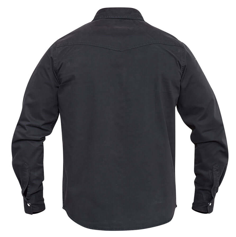 Achteraanzicht van een zwarte Duke Clothing D555 blouse in grote maten, gemaakt van 100% katoen.