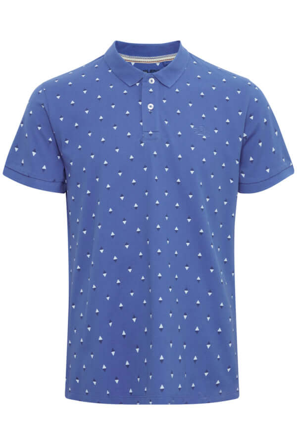 Delft Blue Blend polo met print, 100% katoen, regular fit en twee knoopsluiting.