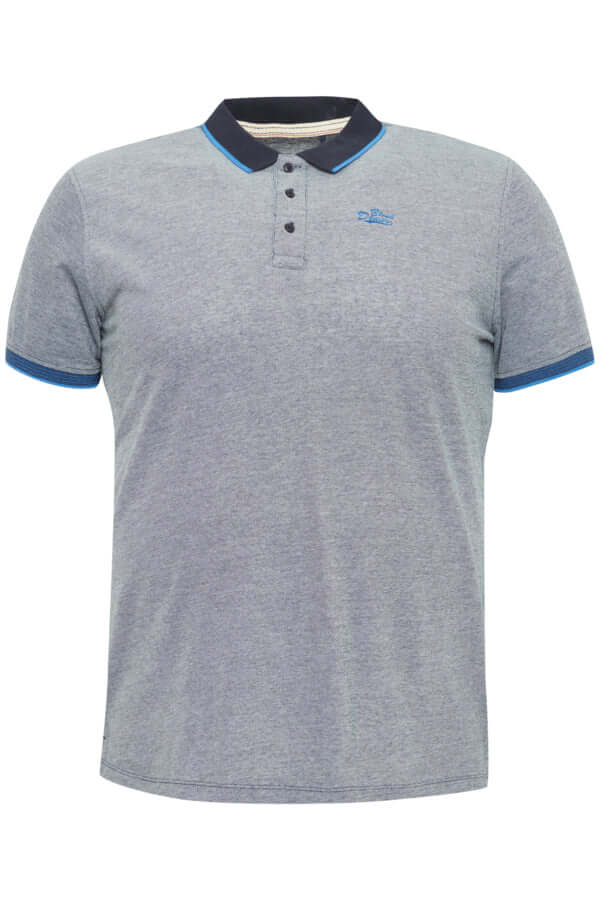 Blend polo in grote maten, blauw met knoopsluiting, 50% katoen en 50% polyester, regular fit.
