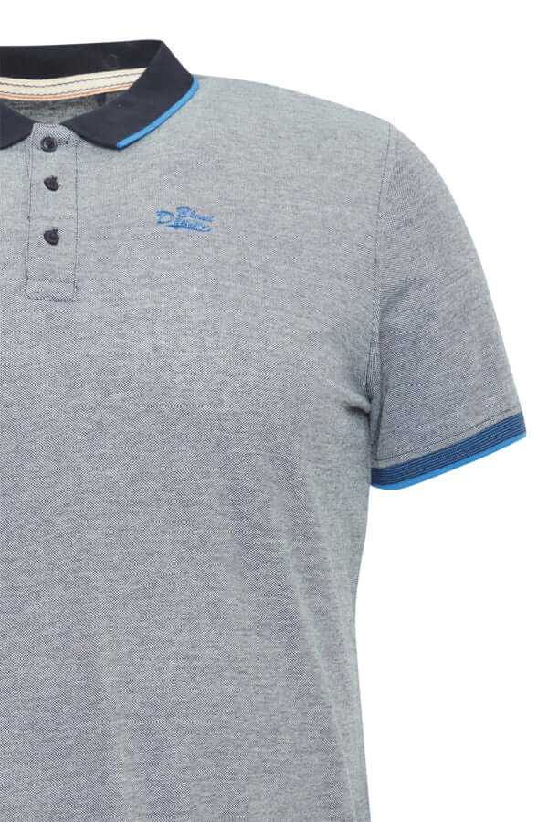 Blend Polo Grote Maten blauw met knoopsluiting en borduursel, beschikbaar in maten 2XL t/m 6XL.