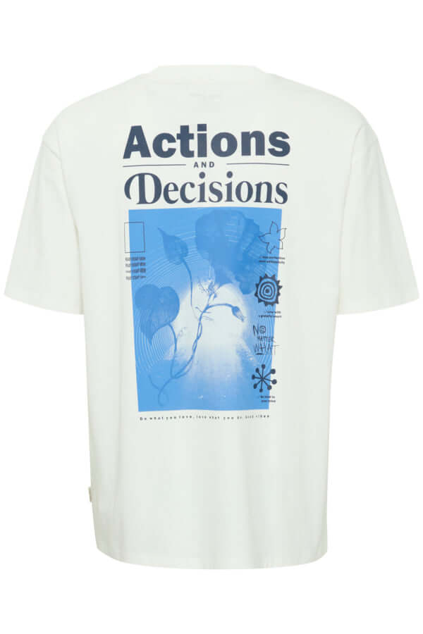 Blend T-shirt Actions Decisions BHJAMIL 20717787 met sportieve print op de achterzijde in wit.