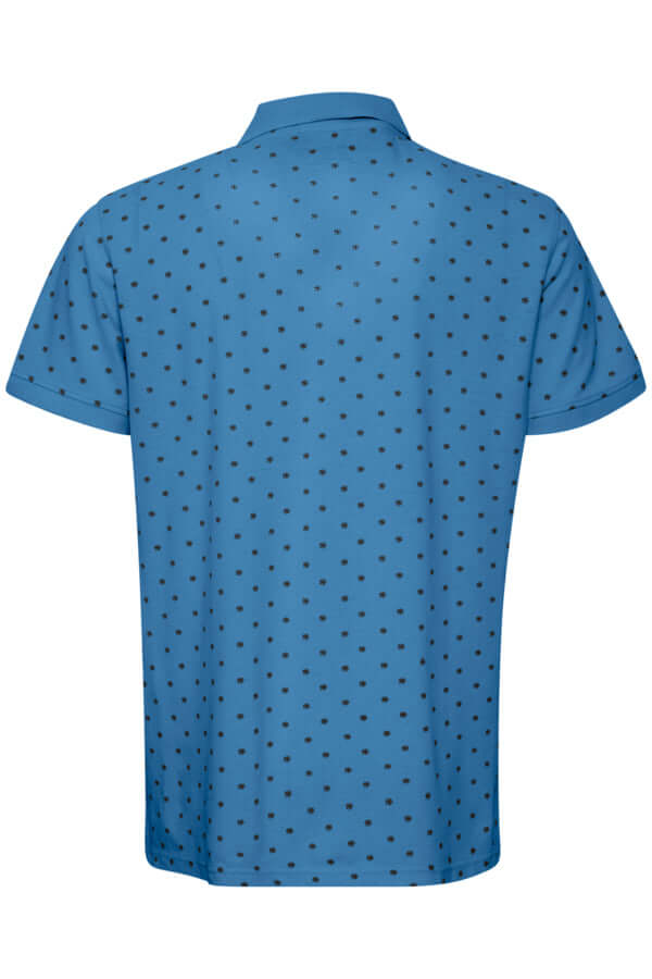 Achteraanzicht van de BLEND Polo BHETON in blauw met stippen, gemaakt van 100% katoen, regular fit.