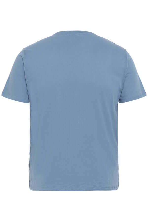 Achteraanzicht van een blauwe Blend T-Shirt, gemaakt van 100% katoen, met ronde hals en regular pasvorm.