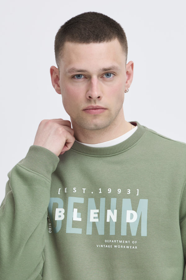 Blend BHIB sweatshirt heren groen Laurel Wreath – voorzijde close up
