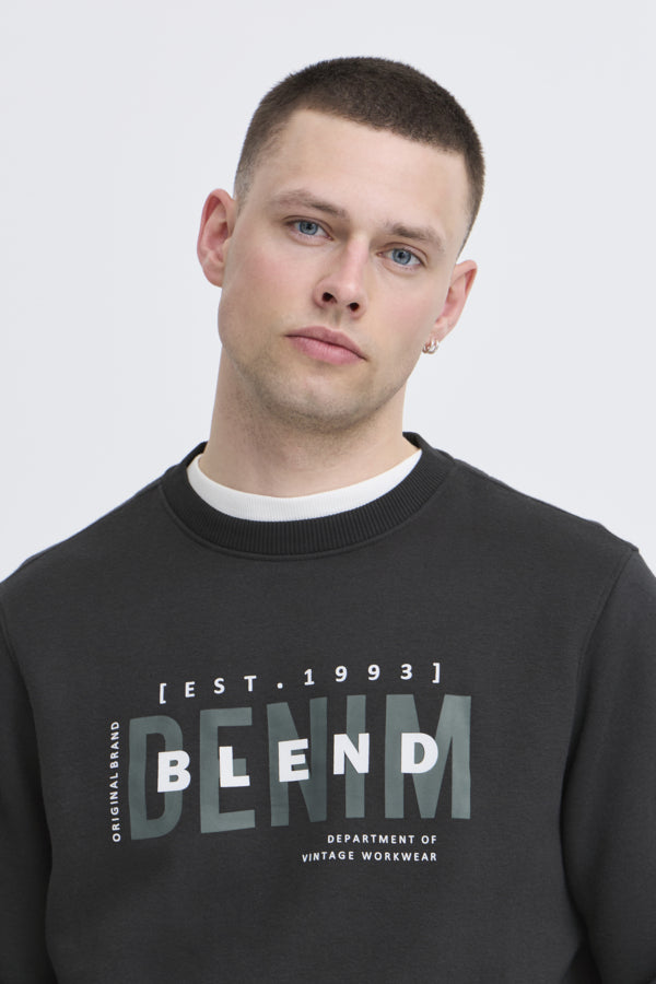 Blend BHIB sweatshirt heren zwart – detail ribboord