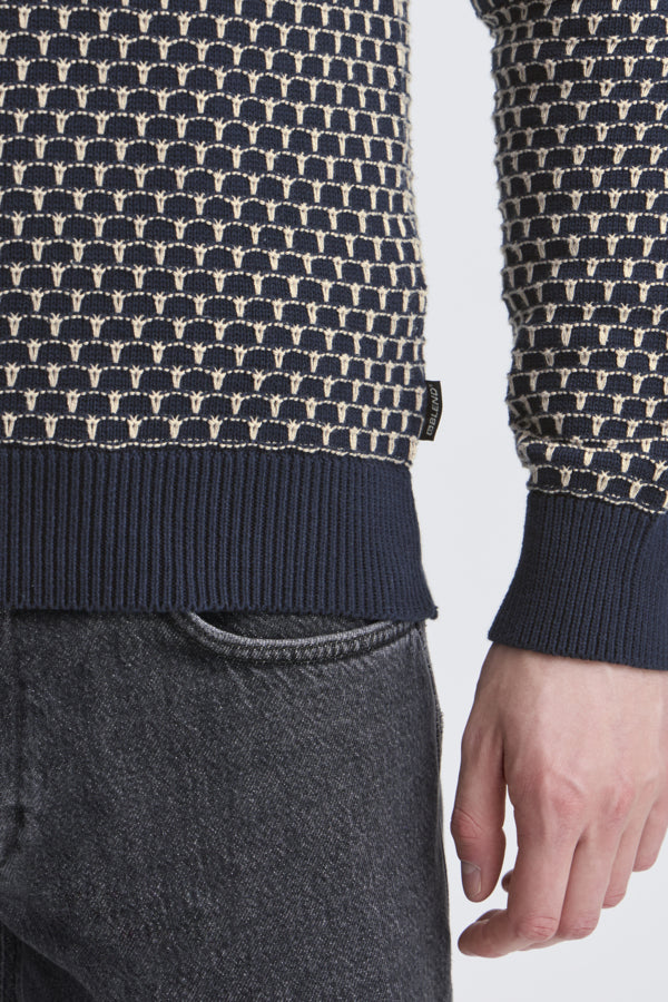 BHDONG crew heren donkerblauw – detail boorden