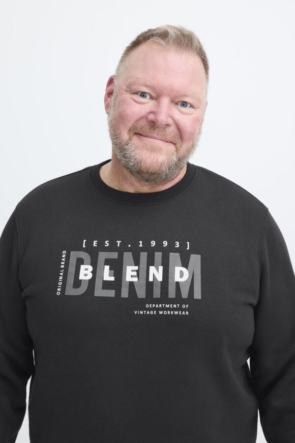 Blend BB sweatshirt heren grote maten zwart – voorzijde close up