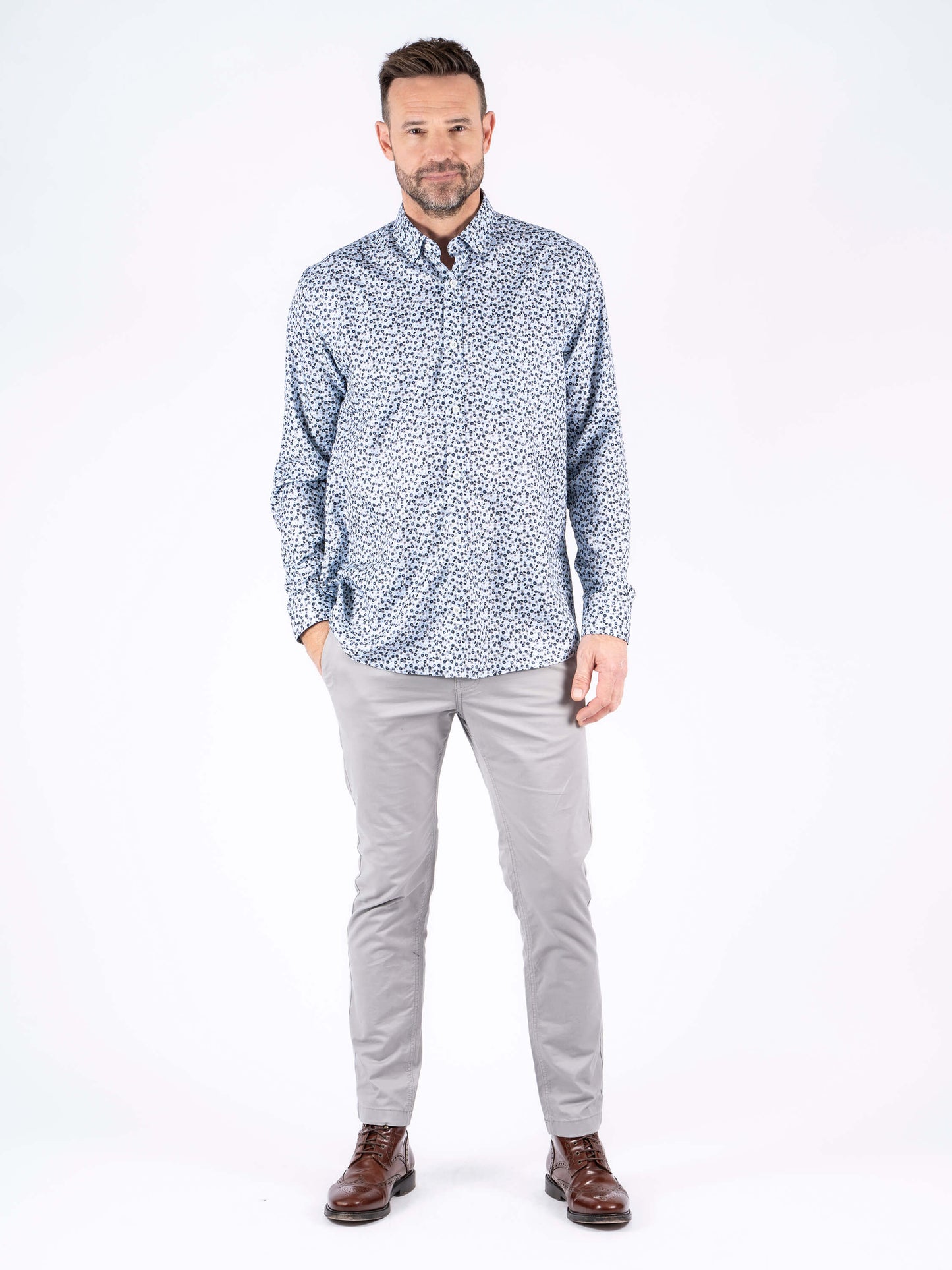 PEanderson LS heren Steel Grey – voorzijde model