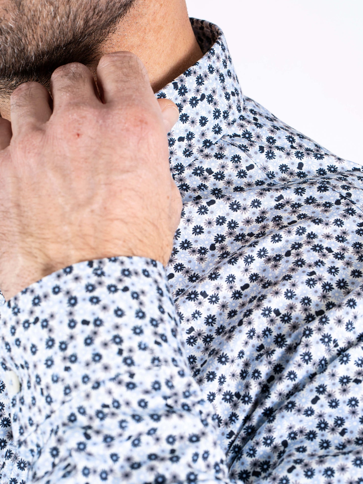 PEanderson LS heren Steel Grey – detail kraag