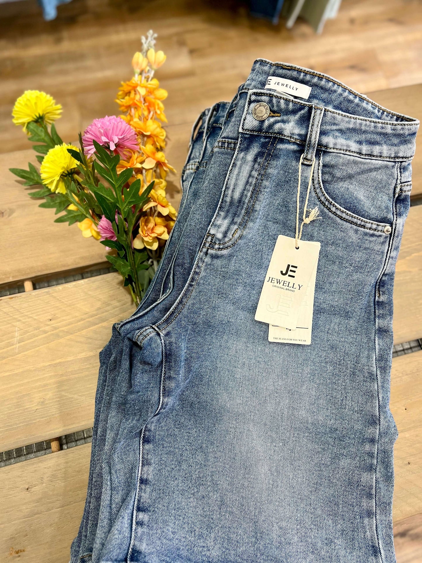 Jewelly – Dames jeans jort met stretch