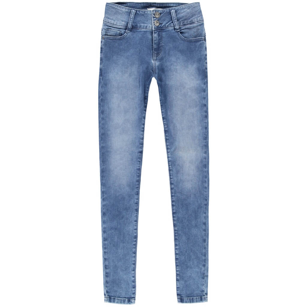 Amazing Dark Used 6927803 stretch jeans in washed blue color, featuring a skinny fit and high waist.