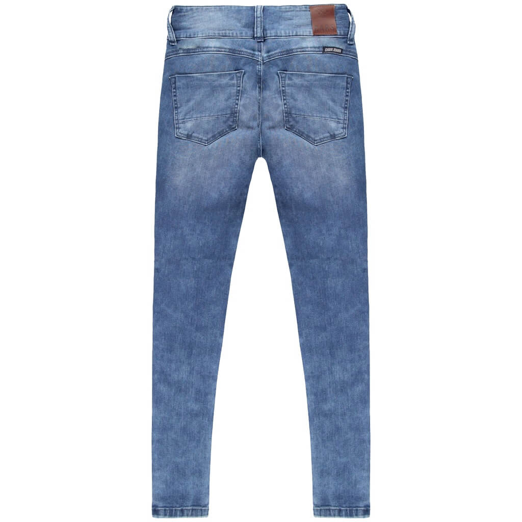 Achterkant van de Amazing Dark Used 6927803 skinny fit jeans in gewassen blauw met 5 pockets.
