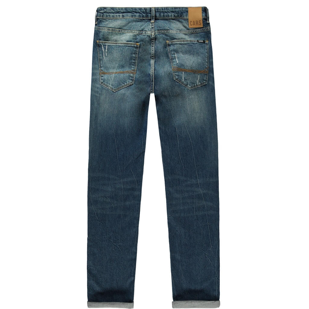 Cars Jeans Blizzard Flash Wash 7582851, slim fit jeans in gewassen blauw, met opvallende achterzakken en een comfortabele pasvorm.