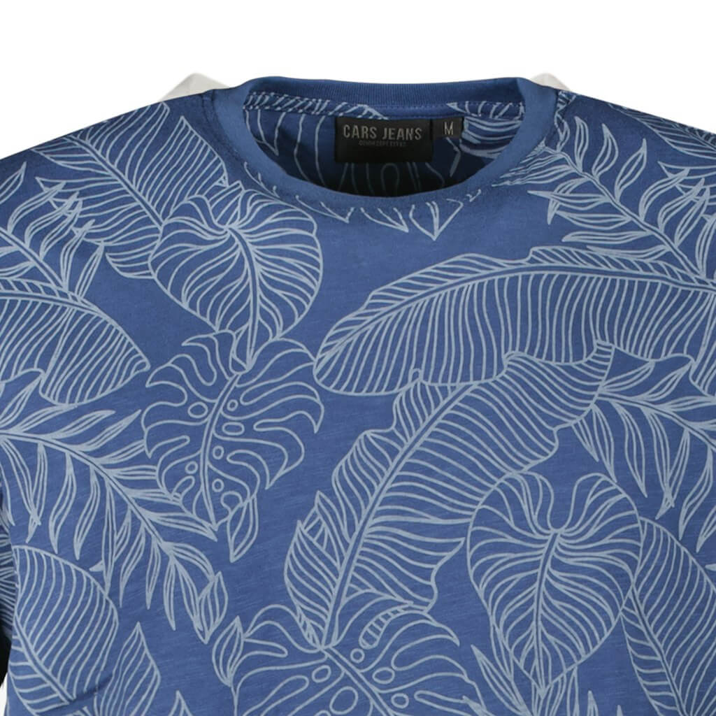 Polo Cars Jeans Lenno Navy met tropische print in blauw, ideaal voor een casual zomerse look.