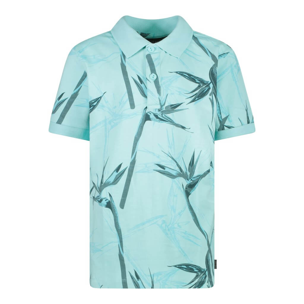 Cars Jeans Barso Polo Mint met trendy print, zachte stof en knoopsluiting, ideaal voor een coole casual look.