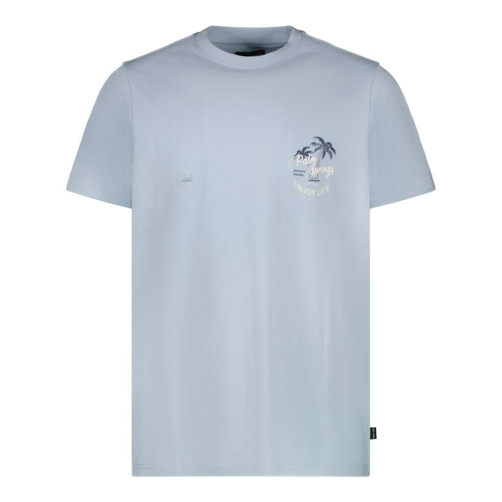 Polo Suroso Grey Blue 4017571 van Cars Jeans, lichtblauw met tropische print, comfortabel en unisex.