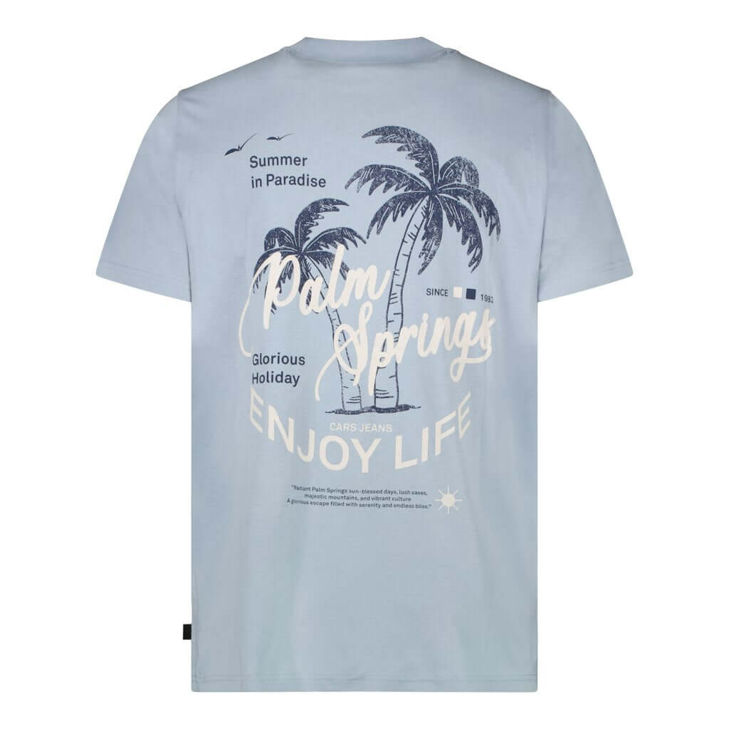 Cars Jeans polo Suroso Grey Blue met tropische print en comfortabele pasvorm, perfect voor de zomer.