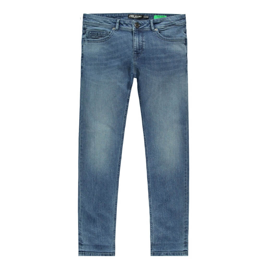 Cars Jeans Douglas Stone blauwe regular fit jeans met YKK ritssluiting, verkrijgbaar in maten 28 t/m 42 inch.