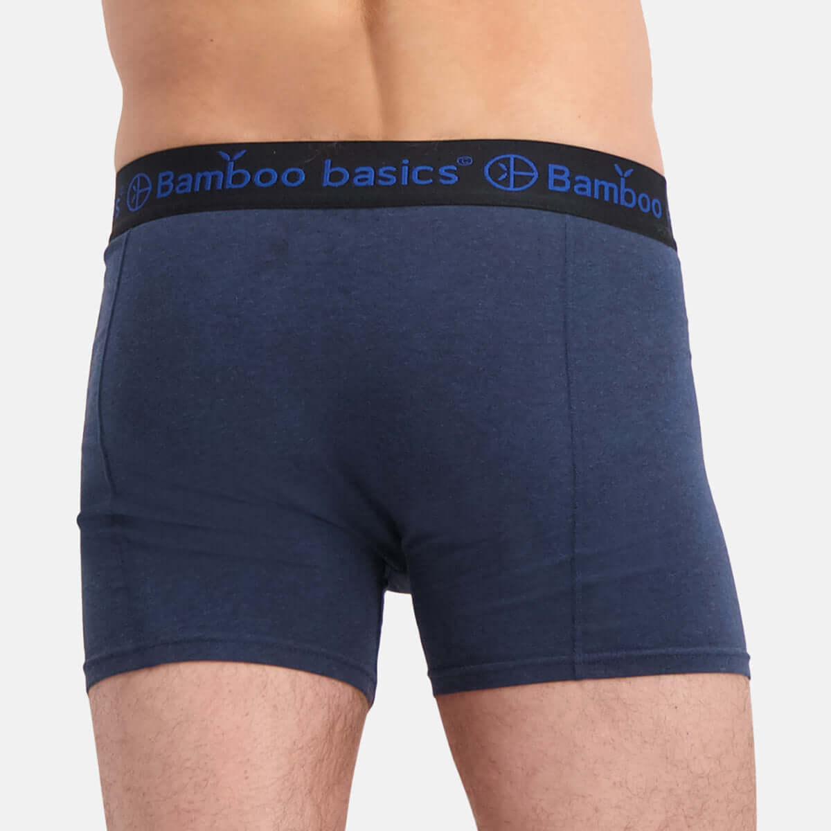 Boxershort RICO 011 Black + Jeans + Blue (3-pack) achterkant met Bamboo Basics logo op de band.