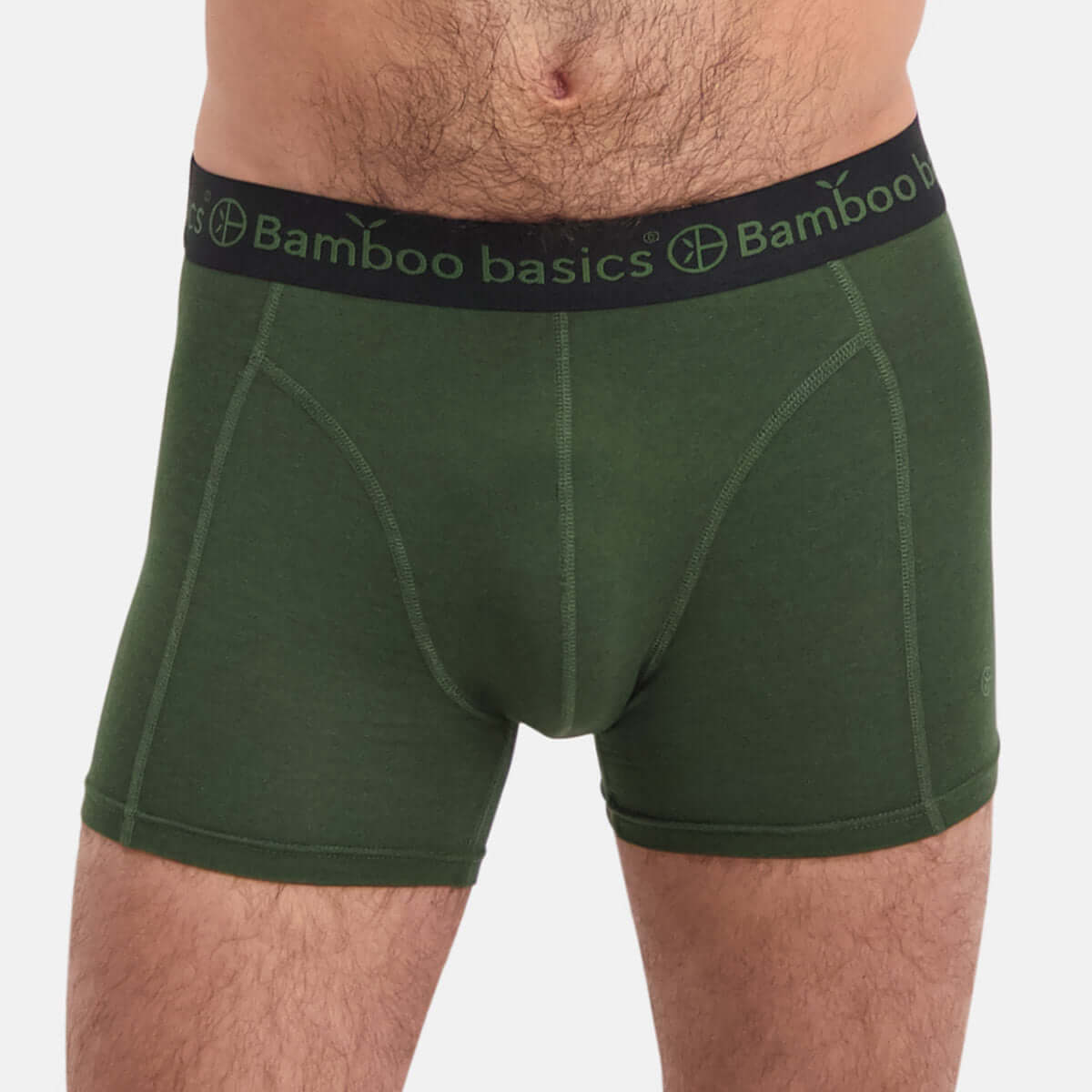 Boxershort RICO 017 – Black + Army + Navy (3-pack) in army green kleur van Bamboo Basics.