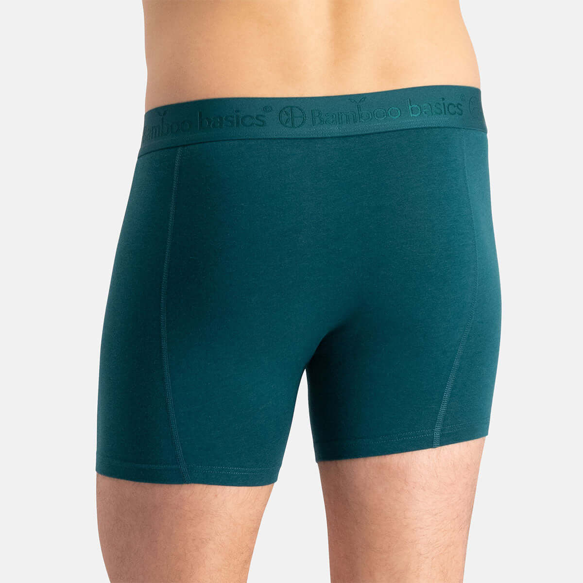 Boxershort RICO 026 – Deep Teal + Black + Deep Teal (3-pack) achteraanzicht van de boxershort.
