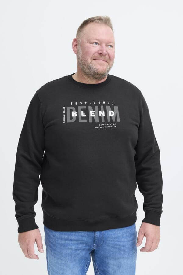 Blend BB sweatshirt heren grote maten zwart – voorzijde