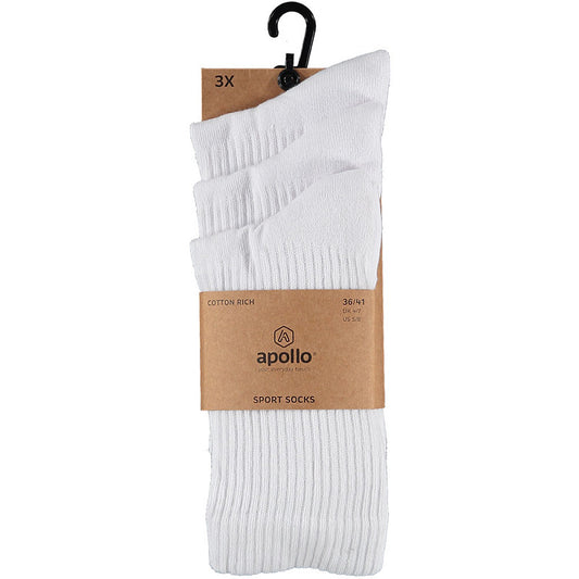 Apollo Basic Sport Socks 3-pack Hoog Wit