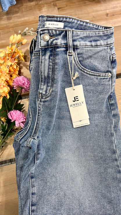 Jewelly – Dames jeans jort met stretch