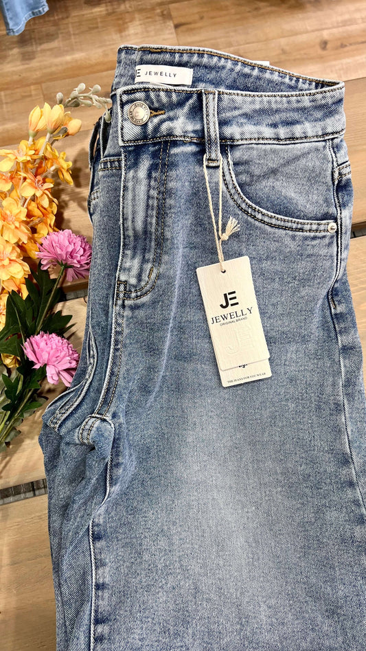 Jewelly – Dames jeans jort met stretch
