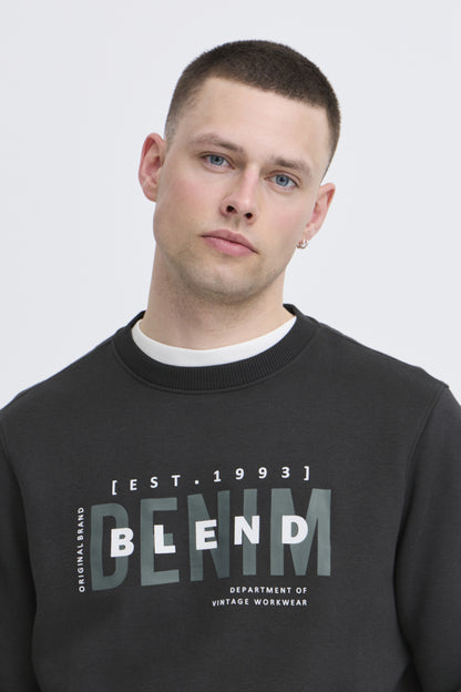 Blend BHIB sweatshirt heren zwart – detail ribboord