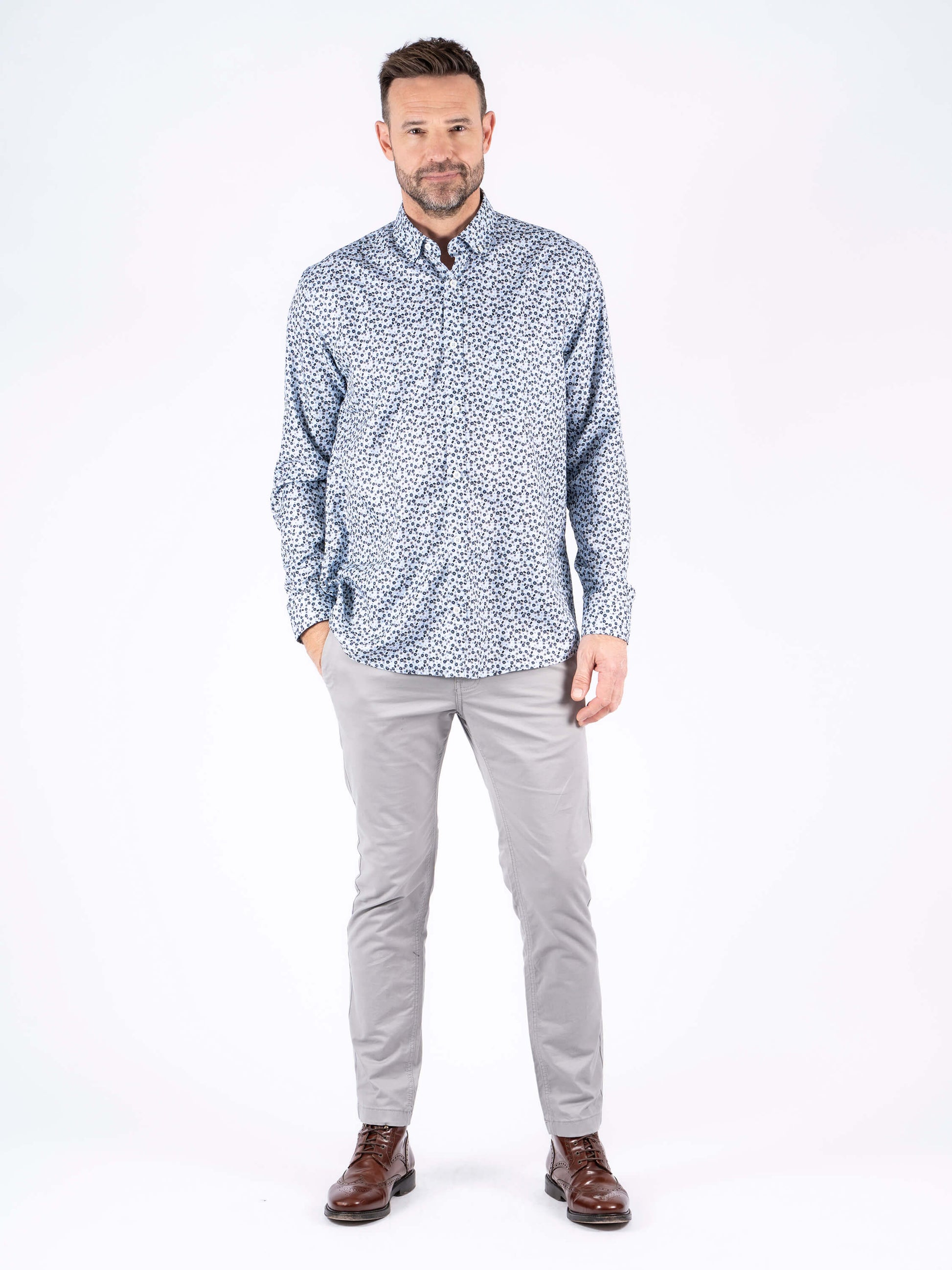 PEanderson LS heren Steel Grey – voorzijde model