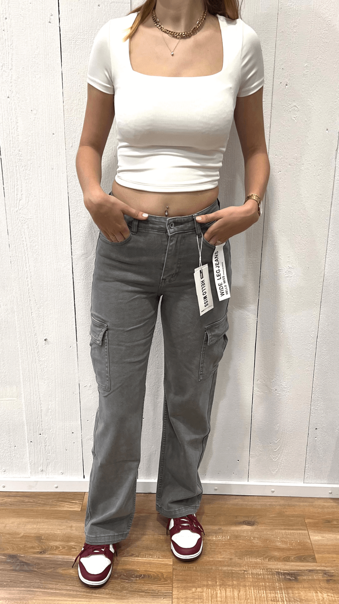 Hello Miss Cargo Jeans Grey HM6280-19