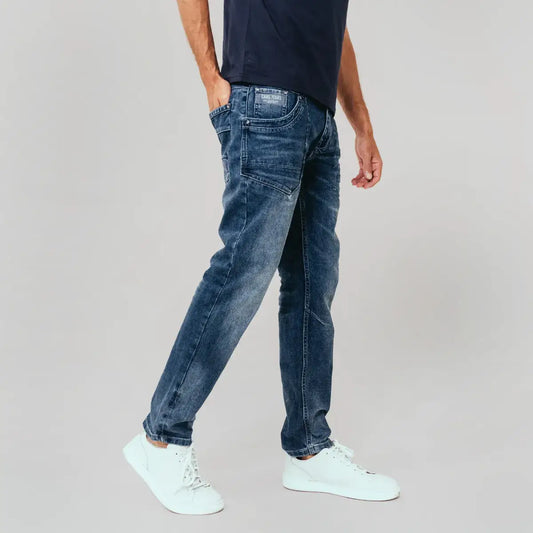 Man in Cars Jeans Bedford Stone Used met regular fit, blauwe stretchjeans