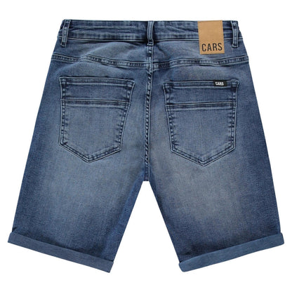 Achterkant van Cars Jeans korte jeans broek in Stone Used kleur met vijf zakken en opgerolde pijpen.