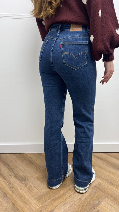 High Waist Straight Jeans Donkerblauw