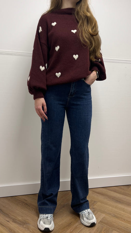 High Waist Straight Jeans Donkerblauw