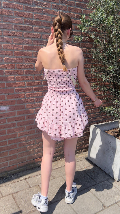Polka Dot Playsuit Roze/Bruin