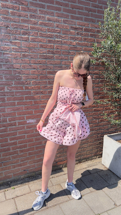Polka Dot Playsuit Roze/Bruin