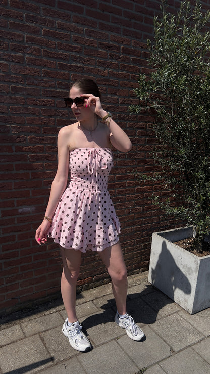 Polka Dot Playsuit Roze/Bruin