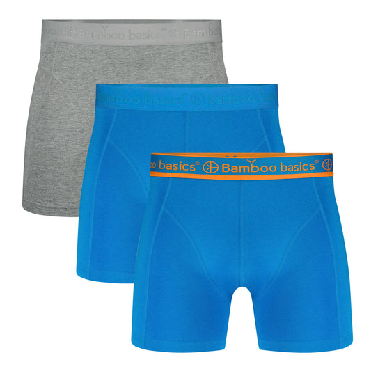 Boxershort RICO 028 – Grey Melange + Blue Aster + Blue Aster (3-pack)